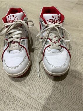 Nike Kids White and Red Air Flight Sneakers